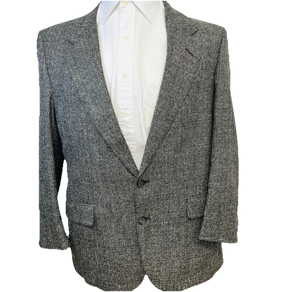 Brookcraft Gray Tweed Silk Wool Blazer 42S Mens Classic Sport Coat Jacket